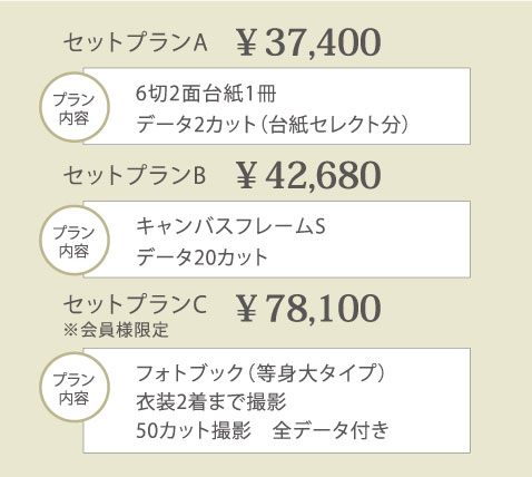 長崎の写真館コーロフィルムお宮参り料金表